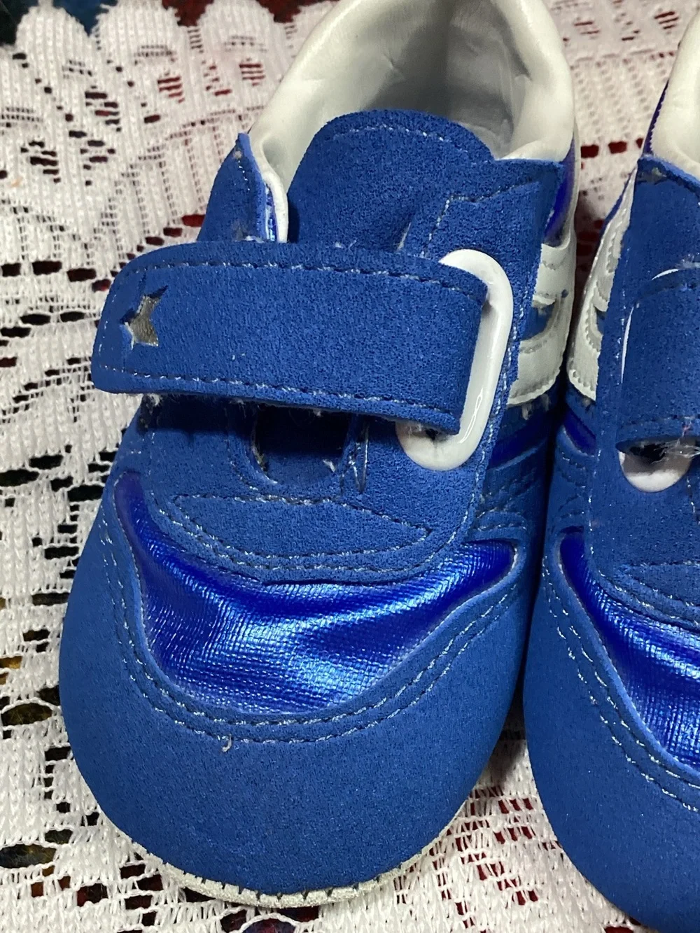 Vintage Dyna Kids Baby Shoes Bright Blue & White Size 1